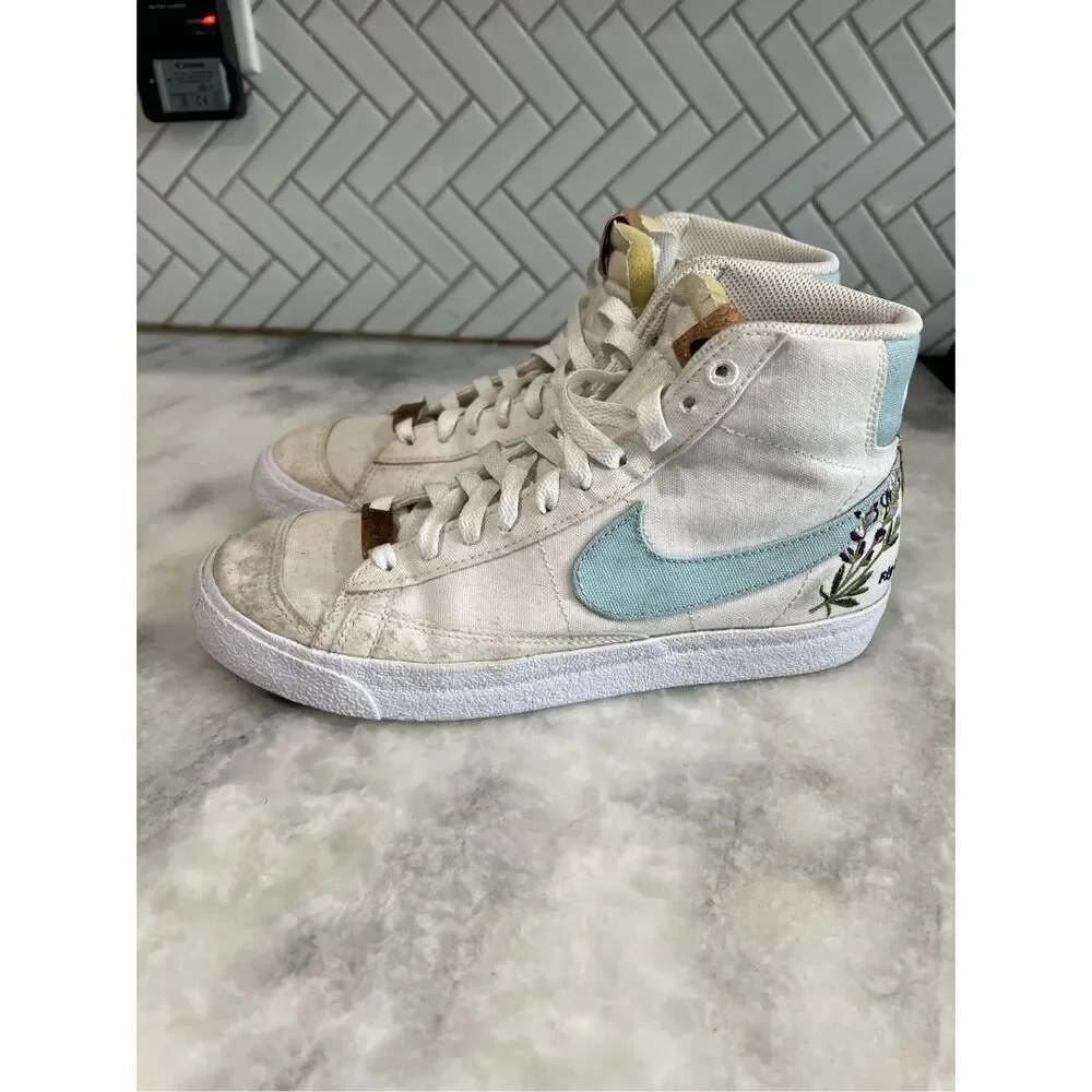Womens Nike Blazer Mid 77 Indigo Canvas Athletic Shoes High Top Shoes Size 8